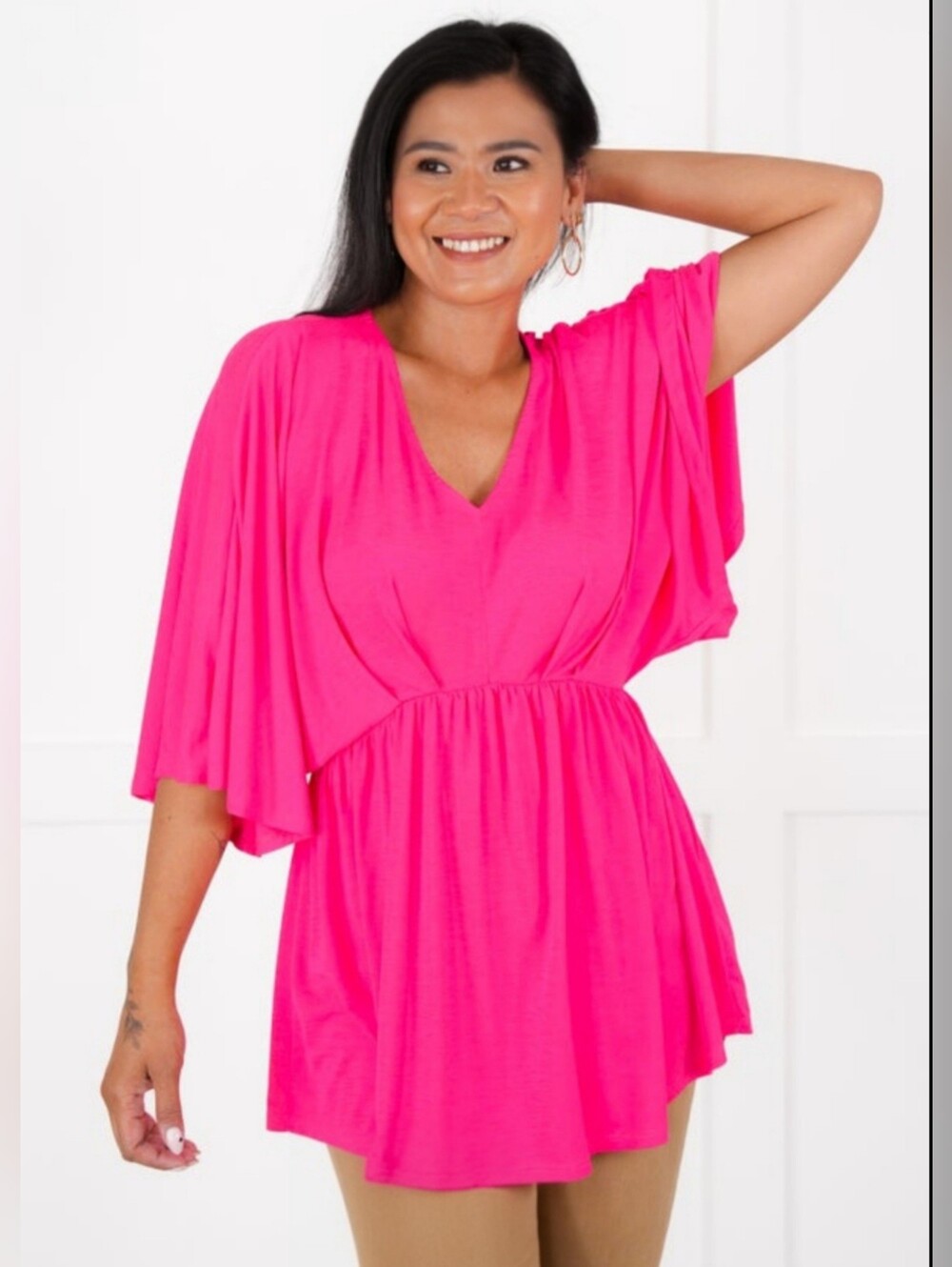 Women’s Dear Scarlett Pink Drramer Top Blouse Size Large